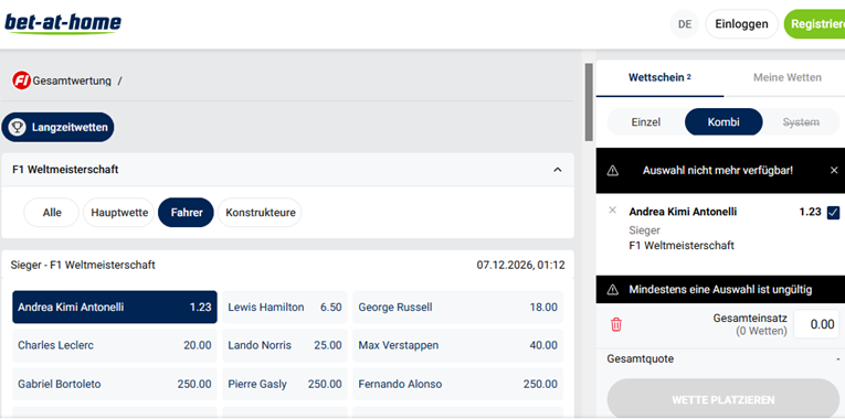 bet-at-home formel1 Sieger