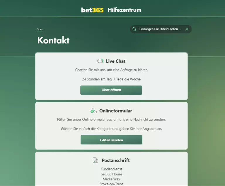 bet365 kontakt